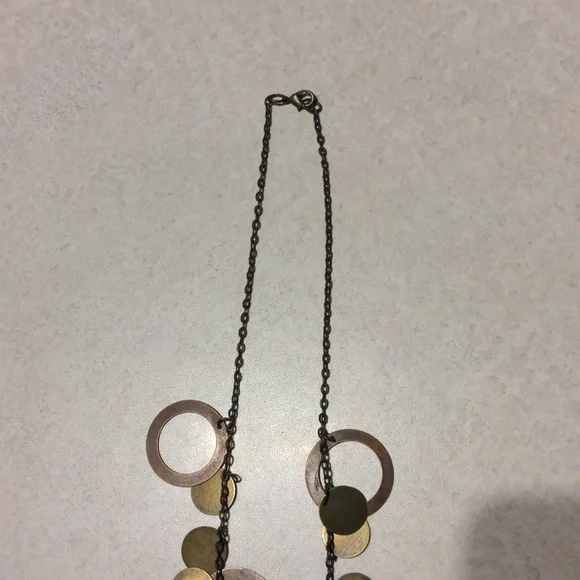 4/$20 Long mixed metal copper brass bronze silver necklace - Picture 2 of 4